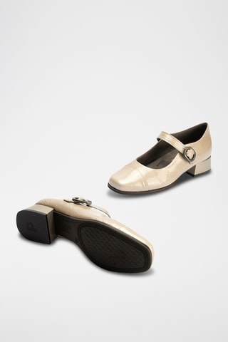 Scarpe baby con tacco in pelle verniciata - Beige