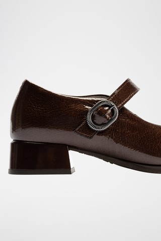 Babies à talons en cuir verni - Marron