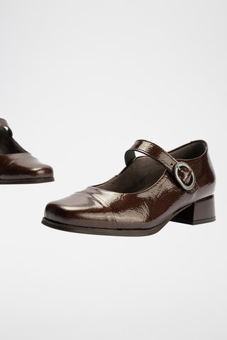 Babies à talons en cuir verni - Marron