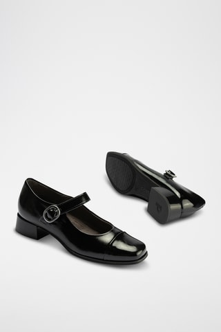 Babies à talons en cuir verni - Noir