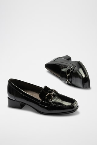 Mocassins à talons en cuir verni - Noir