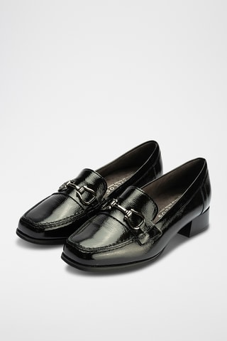 Mocassins à talons en cuir verni - Noir