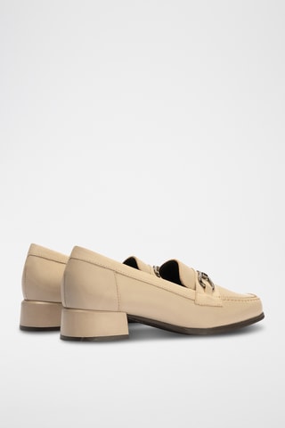 Mocassins à talons en cuir - Beige