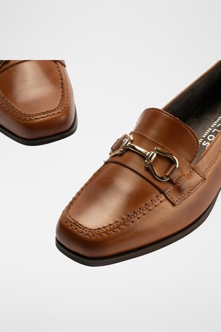 Mocassins à talons en cuir - Camel