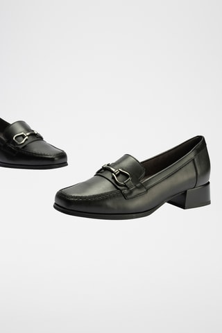 Mocassins à talons en cuir - Noir