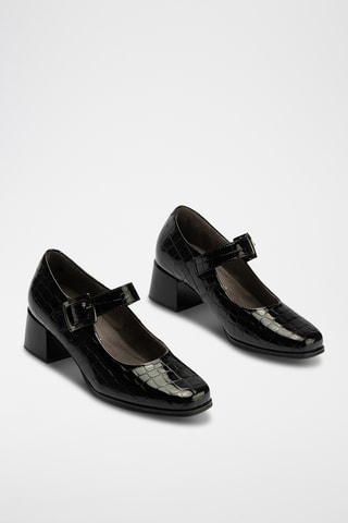 Babies à talons en cuir verni - Noir