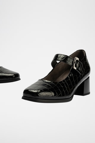 Babies à talons en cuir verni - Noir