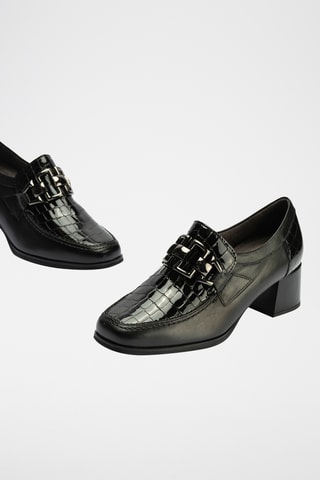 Mocassins à talons en cuir - Noir