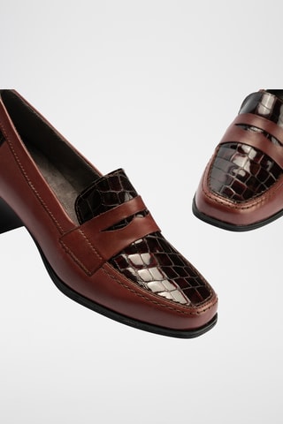 Mocassins à talons en cuir - Bordeaux