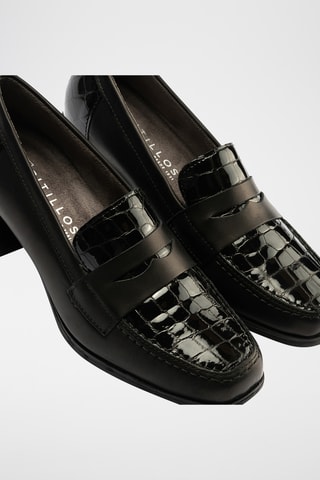 Mocassins à talons en cuir - Noir