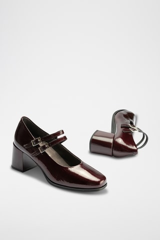 Babies à talons en cuir verni - Bordeaux