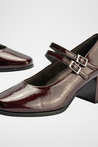 Babies à talons en cuir verni - Bordeaux