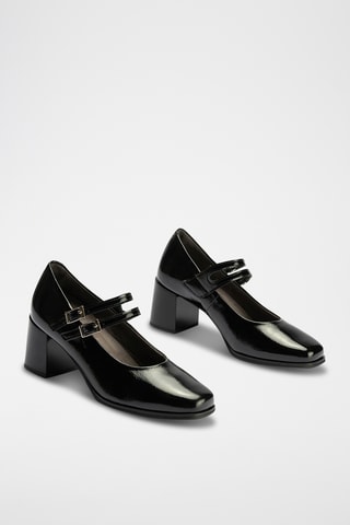 Babies à talons en cuir verni - Noir