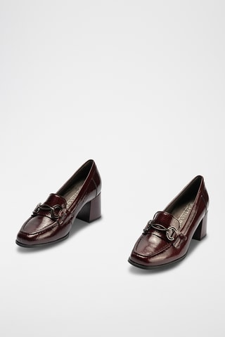 Mocassins à talons en cuir verni - Bordeaux