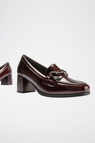 Mocassins à talons en cuir verni - Bordeaux