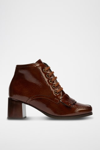 Bottines en cuir verni - Marron foncé