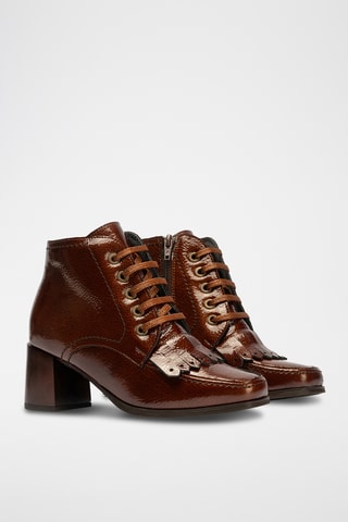 Bottines en cuir verni - Marron foncé
