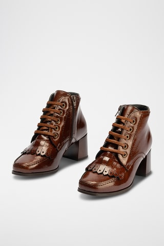 Bottines en cuir verni - Marron foncé