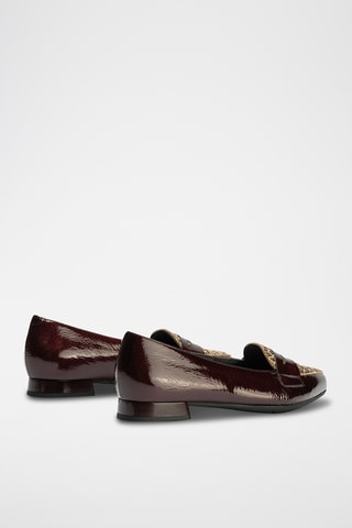 Mocassini in pelle verniciata - Bordeaux e marrone chiaro