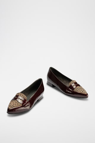 Mocassini in pelle verniciata - Bordeaux e marrone chiaro