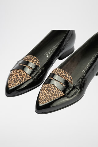 Mocassini in pelle verniciata - Nero e marrone chiaro