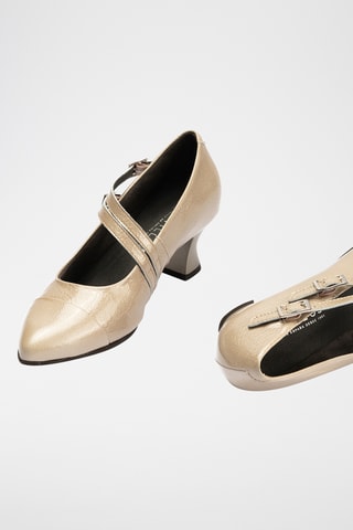 Scarpe baby con tacco in pelle - Beige