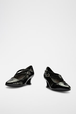 Babies à talons en cuir - Noir