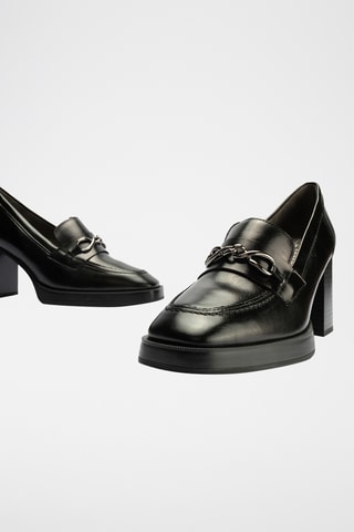 Mocassins à talons en cuir nappa - Noir