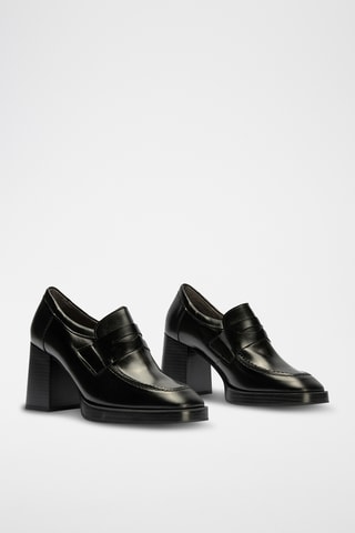 Mocassins à talons en cuir nappa - Noir