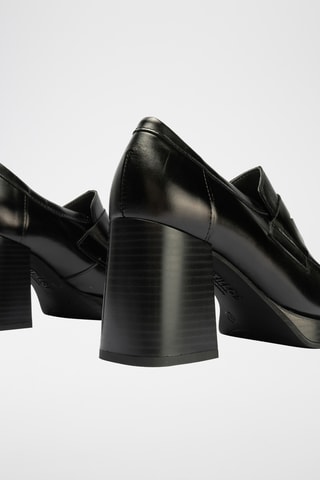 Mocassins à talons en cuir nappa - Noir