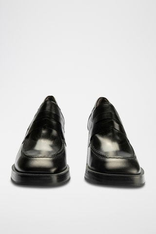 Mocassins à talons en cuir nappa - Noir