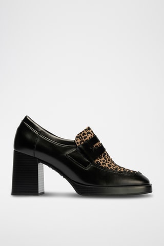 Mocassins à talons en cuir - Noir