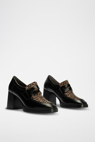 Mocassins à talons en cuir - Noir