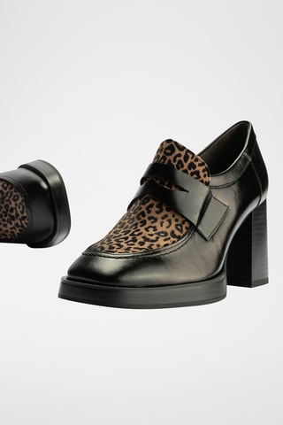 Mocassins à talons en cuir - Noir