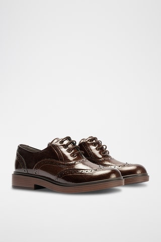 Oxford in pelle verniciata - Marrone