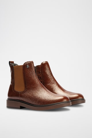 Bottines en cuir verni - Camel