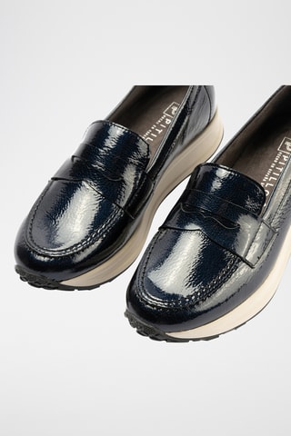 Mocassini in pelle verniciata - Navy
