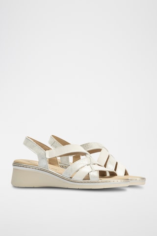 Sandales compensées en cuir - Argenté