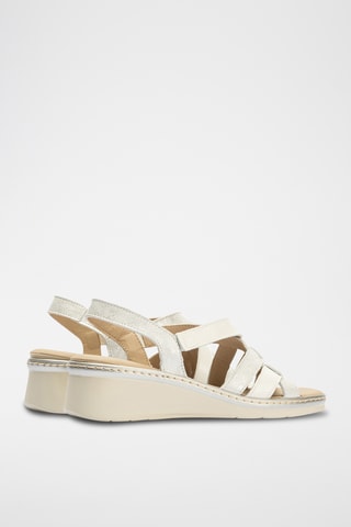 Sandales compensées en cuir - Argenté