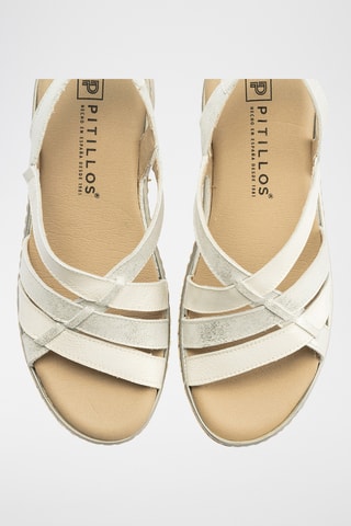 Sandales compensées en cuir - Argenté