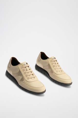 Baskets en cuir nappa - Beige et doré