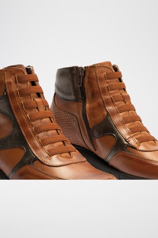 Baskets montantes en cuir nappa - Camel