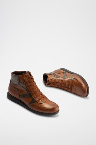 Baskets montantes en cuir nappa - Camel