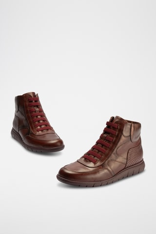 Baskets montantes en cuir nappa - Bordeaux