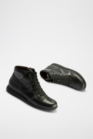 Baskets montantes en cuir nappa - Noir