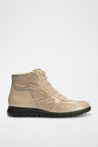 Baskets montantes en cuir verni - Beige