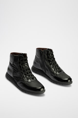 Baskets montantes en cuir verni - Noir