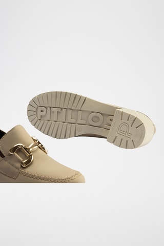 Mocassins à talons en cuir nappa - Beige