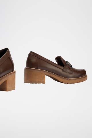 Mocassins à talons en cuir nappa - Marron