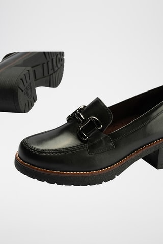 Mocassins à talon sen cuir nappa - Noir